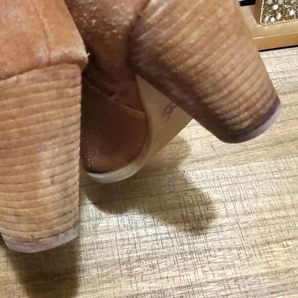 Crown Vintage Liberty Womens Brown Leather Block Heel Ankle Booties Sz 10M - Picture 5 of 8